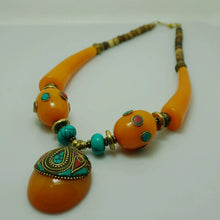 Load image into Gallery viewer, Ethnic Style Tibetan Accessories Nepalese Handmade Necklace with Large Copper Beads Exaggerated Necklace