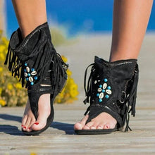 Load image into Gallery viewer, Summer Flat Bottomed Fringed Handmade Beaded Women&#39;s Sandals