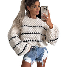 Load image into Gallery viewer, Autumn and Winter New Sweater Thick Needle Loose Plus Size Twist Striped Crew Neck Jumper Women