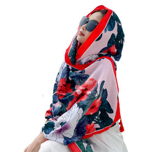 Load image into Gallery viewer, Casual Fashion Joker Personality Camellia Shawl Outdoor Travel and Play Comfortable Sunshade Cloak Shawl