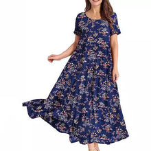 Load image into Gallery viewer, Summer Beach Medium and Long Dress Comfortable Pleated Dress Casual Loose Floral Dress