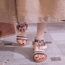 Load image into Gallery viewer, Bohemian Summer New Ethnic Fairy Open Toe Beaded Roman Sandals