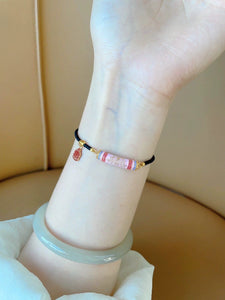 Zakiram Pink Girl Hand Rope Auspicious Good Luck Double Niche Ins Versatile Personality Bracelet