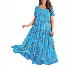 Load image into Gallery viewer, Summer Beach Medium and Long Dress Comfortable Pleated Dress Casual Loose Floral Dress