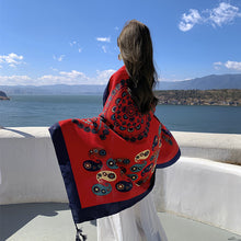 Load image into Gallery viewer, New Cotton and Hemp Feel Large Scarf Red Ethnic Tourism Beach Scarf with Dual Use Air Conditioning Room Shawl