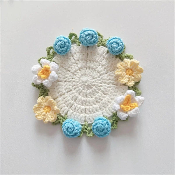 Hand-crocheted Coaster Finished Product, Flower Wool, Flower Insulation Pad
