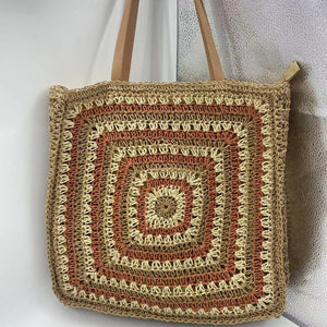 Summer Shoulder Fashion Woven Bag Beach Vacation Retro Casual Style Straw Woven Bag