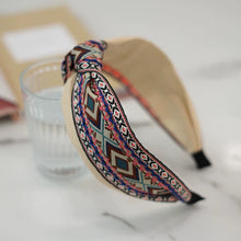 Load image into Gallery viewer, Bohemian Ethnic Wind Embroidery Knotted Headband High Skull Top Big Head Circumference Hair Hole Headband