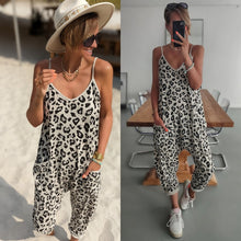 Load image into Gallery viewer, Summer New Leopard Print Loose Casual Strap Jumpsuit