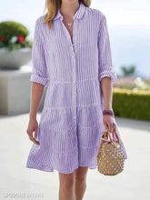 Load image into Gallery viewer, Women&#39;s Clothing Autumn Long Sleeve Women&#39;s Striped Shirt Dress