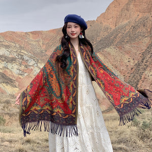 New Tibetan Scarf Female Shawl Retro Cashew Poncho Scarf