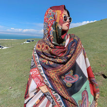 Load image into Gallery viewer, Retro Ethnic Style Scarf Grassland Sunscreen Shawl Women&#39;s Summer Thin Scarf Beach Scarf