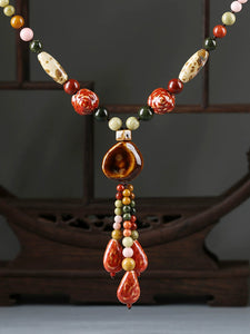 Ethnic Style High-end Ceramic Sweater Chain Women's Long Versatile Pendant Autumn and Winter Necklace 2023 New Jewelry Pendant