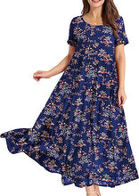 Load image into Gallery viewer, Summer Beach Medium and Long Dress Comfortable Pleated Dress Casual Loose Floral Dress