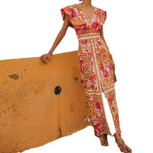 Load image into Gallery viewer, New V-neck Feifei Sleeve Split Dress High Waist Backless Long Dress Celebrity Style