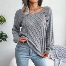 Load image into Gallery viewer, 2025 Autumn and Winter Casual Square Collar Nail Button Twist Knitted Pullover Sweater