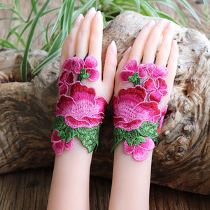 Ethnic Style Fabric Embroidery Bracelets Ethnic Style Hollow out Embroidery Gloves Wrist Bracelets