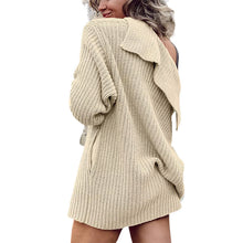 Load image into Gallery viewer, New Women&#39;s Solid Color Lapel Pocket Knitted Cardigan Button Long Coat in Autumn and Winter