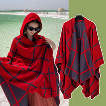 Load image into Gallery viewer, Hooded Cloak Shawl Coffee Premium Tibet Scarf