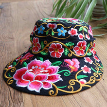 Load image into Gallery viewer, Versatile Ethnic Style Hat, Cotton and Hemp Embroidered Big Eave Hat, Embroidered Hat, Detachable Top, Dual Use Hat