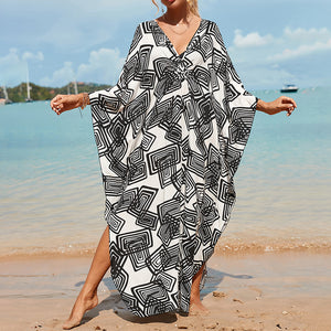 Summer Cotton Printed Beach Blouse Vacation Casual Bikini Sunscreen Beach Skirt