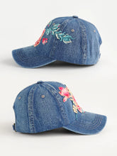 Load image into Gallery viewer, Fashion Versatile Ethnic Style Embroidery Flower Denim Baseball Cap Women's Autumn Sunscreen Shade Cap