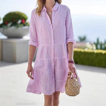 Load image into Gallery viewer, Women&#39;s Clothing Autumn Long Sleeve Women&#39;s Striped Shirt Dress