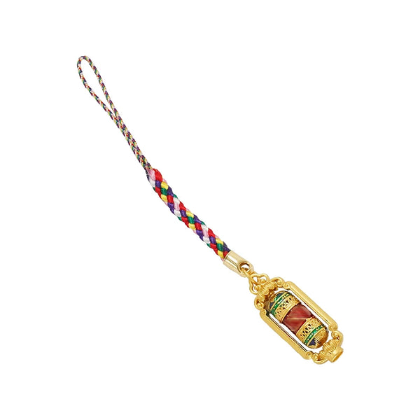 Tibetan Wheel Prayer Tube Brass Material Mobile Phone Keychain Bag Pendant, Ethnic Style Jewelry