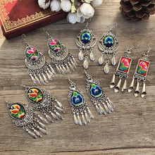 Load image into Gallery viewer, National Style Embroidered Tassel Earrings Retro Fashion Chime Earrings Ethnic Style Versatile Earrings