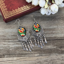 Load image into Gallery viewer, National Style Embroidered Tassel Earrings Retro Fashion Chime Earrings Ethnic Style Versatile Earrings