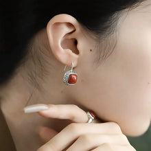 Load image into Gallery viewer, 925 Silver Retro New Tibetan Square Earrings Hollow Women&#39;s Curly Grass Pattern Women&#39;s Old Earrings