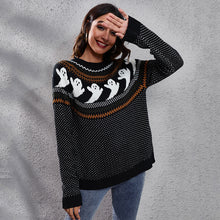 Load image into Gallery viewer, Halloween Ghost Vintage Polka Dot Long Sleeve Knitted Sweater Women&#39;s Loose Wear