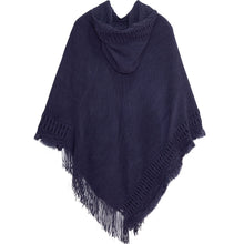 Load image into Gallery viewer, Summer Solid Color Hooded Shawl Women&#39;s Knitting Outside with Spring and Autumn Travel Tassel Pullover Hooded Cape Shawl
