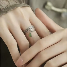 Load image into Gallery viewer, Jasper Water Drop Ring 925 Silver Women's Niche High-end Light Luxury Love Hollow Flower Carving Open Index Finger Ring