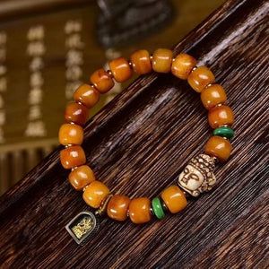 Tibetan Yak Bone Bucket Beads Cultural Play Bracelet Single Circle Return Bone Guanyin Accessories Tibetan Retro Men's and Women's Versatile Bracelet