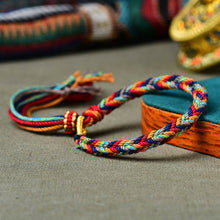 Load image into Gallery viewer, Hand-woven Tibetan Five-way Hand Rope Hand-rubbed Cotton Four-strand Bracelet Jewelry Retro Ethnic Style Bracelets for Men and Women.