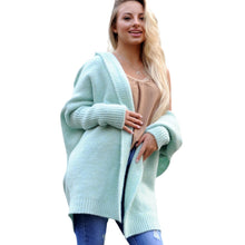 Load image into Gallery viewer, New Knitted Hoodie Sweater Temperament Commuter Bat Type Loose Purple Hooded Sweater Jacket Women
