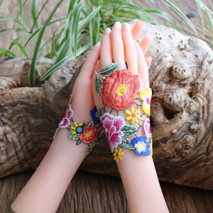 Ethnic Fabric Art Ethnic Style Hollow Lace Embroidery Gloves Wristband Bracelet