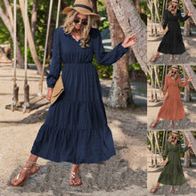 Load image into Gallery viewer, Autumn and Winter New Spring Style Lantern Sleeve Splicing Women&#39;s Dress