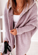 Load image into Gallery viewer, New Knitted Hoodie Sweater Temperament Commuter Bat Type Loose Purple Hooded Sweater Jacket Women