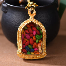 Load image into Gallery viewer, White Crystal Tiger&#39;s Eye Stone Necklace Tibetan Style Goddess of Wealth Zakiram Thangka Pendant Rope Girls Jewelry