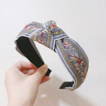 Load image into Gallery viewer, Ethnic Style Embroidery Headband, Retro Hair Accessories, Knotted in The Middle, Wide Edge Headband