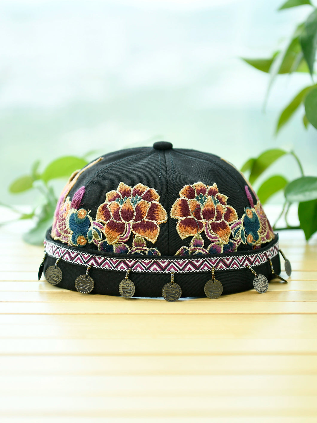 Ethnic Style Embroidery Fringed Hat Retro Personality Brimless Spring and Summer Yuppie Watermelon Hat Trendy Landlord Melon Fur Hat