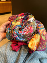 Load image into Gallery viewer, Ethnic Style Colored Silk Scarves Women&#39;s Summer Versatile Yarns Cotton and Linen Feel Air-conditioned Room Scarves Beach Towels Sun Protection Shawls