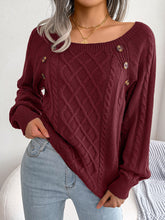 Load image into Gallery viewer, 2025 Autumn and Winter Casual Square Collar Nail Button Twist Knitted Pullover Sweater