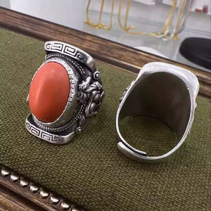 The Latest Tibetan Element Ring, Large Oval Retro Saddle, Back-shaped Ethnic Style Fashion Ring