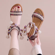 Load image into Gallery viewer, Bohemian Summer New Ethnic Fairy Open Toe Beaded Roman Sandals