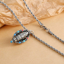 Load image into Gallery viewer, S925 Silver-plated Rotating Six-character Mantra Sutra Pendant, Men&#39;s and Women&#39;s Tibetan Style Retro and Old Necklace