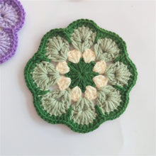 Load image into Gallery viewer, Hand-crocheted Coaster Cute Phoenix Tail Flower Coaster Tea Mat Wool Woven Hand Crochet Flower Piece