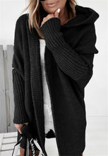 Load image into Gallery viewer, New Knitted Hoodie Sweater Temperament Commuter Bat Type Loose Purple Hooded Sweater Jacket Women